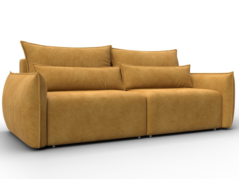 Диван прямой Лига-051 НПБ, Велюр, BRUT 10 желтый