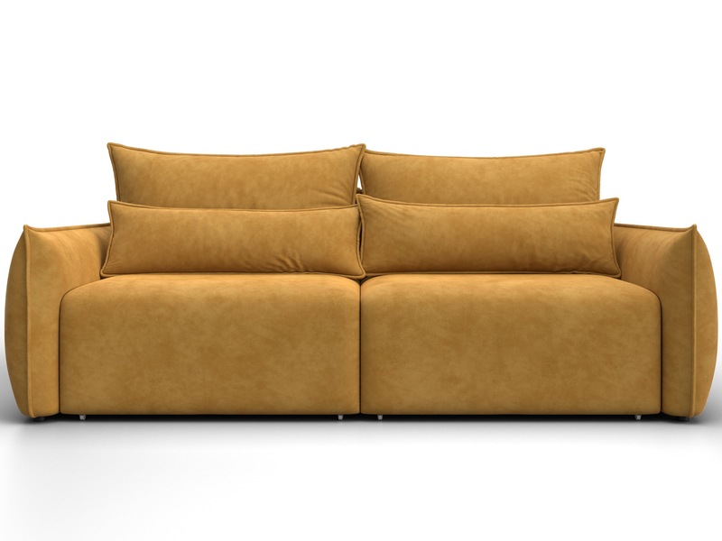 Диван прямой Лига-051 НПБ, Велюр, BRUT 10 желтый