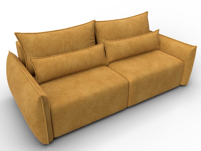 Диван прямой Лига-051 НПБ, Велюр, BRUT 10 желтый