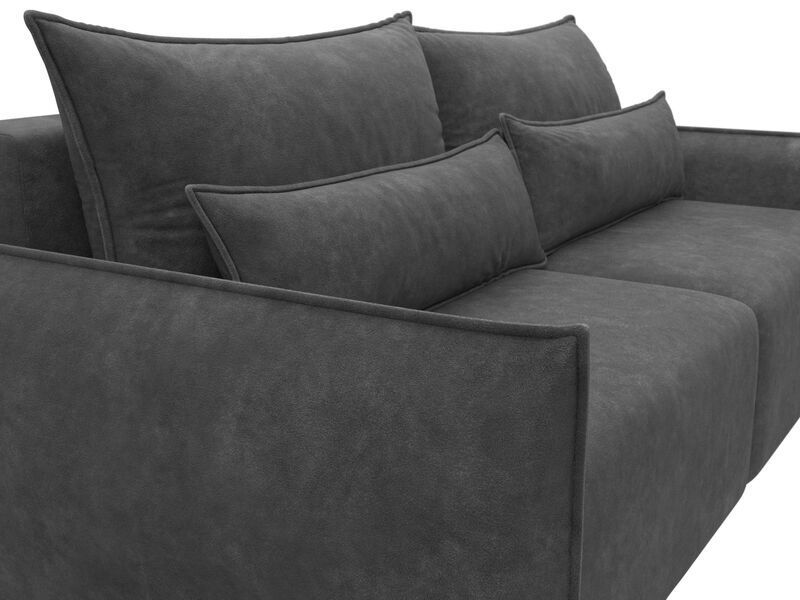 Диван прямой Лига-051 НПБ, Велюр, BRUT 16 темно-серый