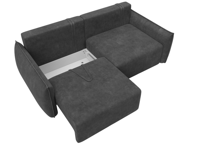 Диван прямой Лига-051 НПБ, Велюр, BRUT 16 темно-серый