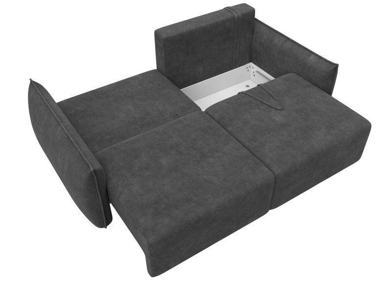 Диван прямой Лига-051 НПБ, Велюр, BRUT 16 темно-серый