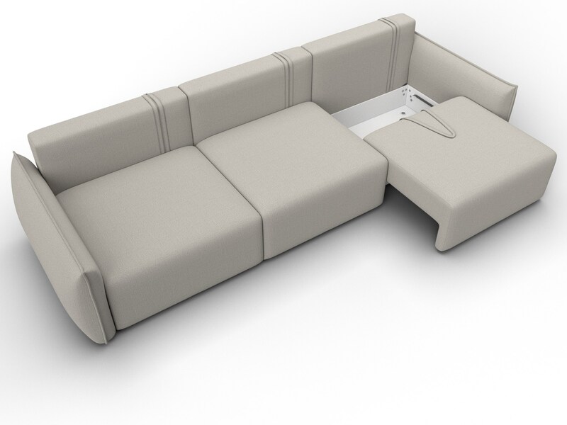 Диван прямой Лига-051 НПБ Лонг, Рогожка, Амур 02 бежевый