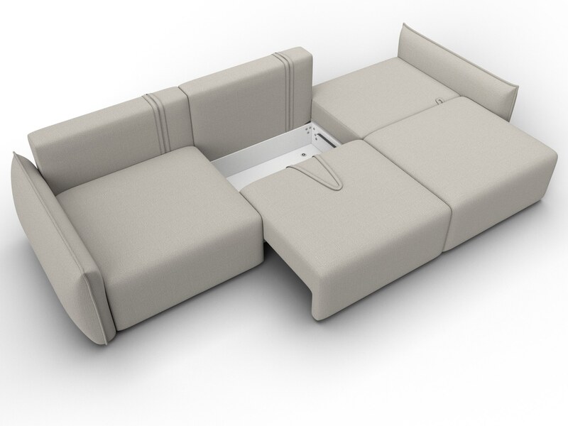 Диван прямой Лига-051 НПБ Лонг, Рогожка, Амур 02 бежевый