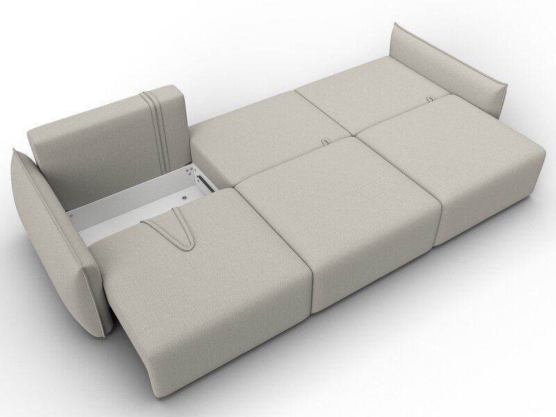 Диван прямой Лига-051 НПБ Лонг, Рогожка, Амур 02 бежевый