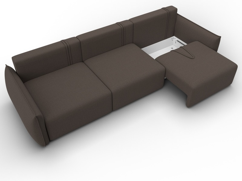 Диван прямой Лига-051 НПБ Лонг, Рогожка, Амур 05 коричневый