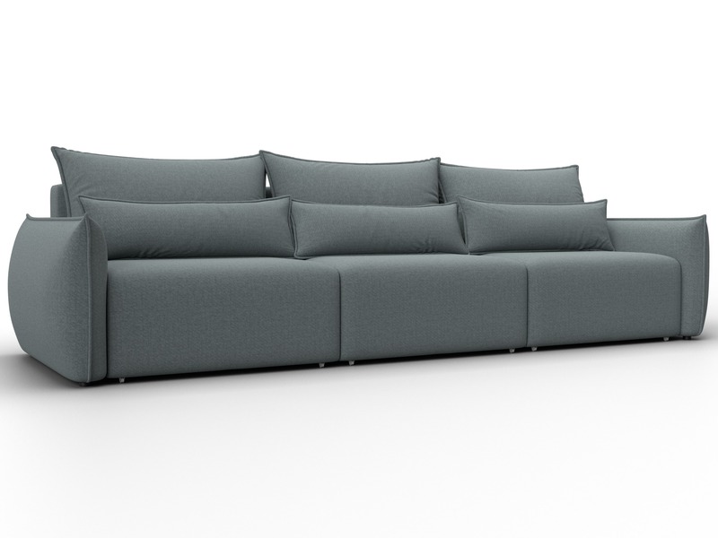 Диван прямой Лига-051 НПБ Лонг, Рогожка, Амур 07 серый