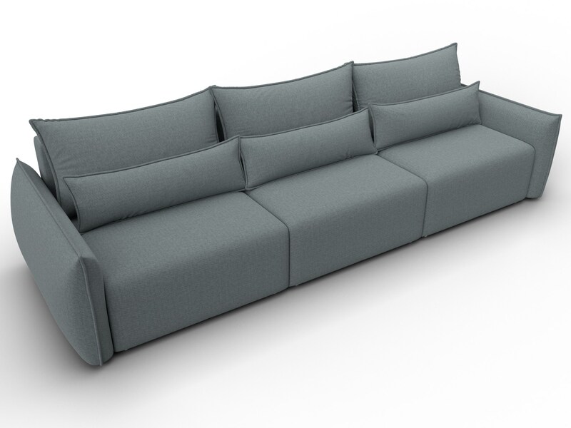 Диван прямой Лига-051 НПБ Лонг, Рогожка, Амур 07 серый