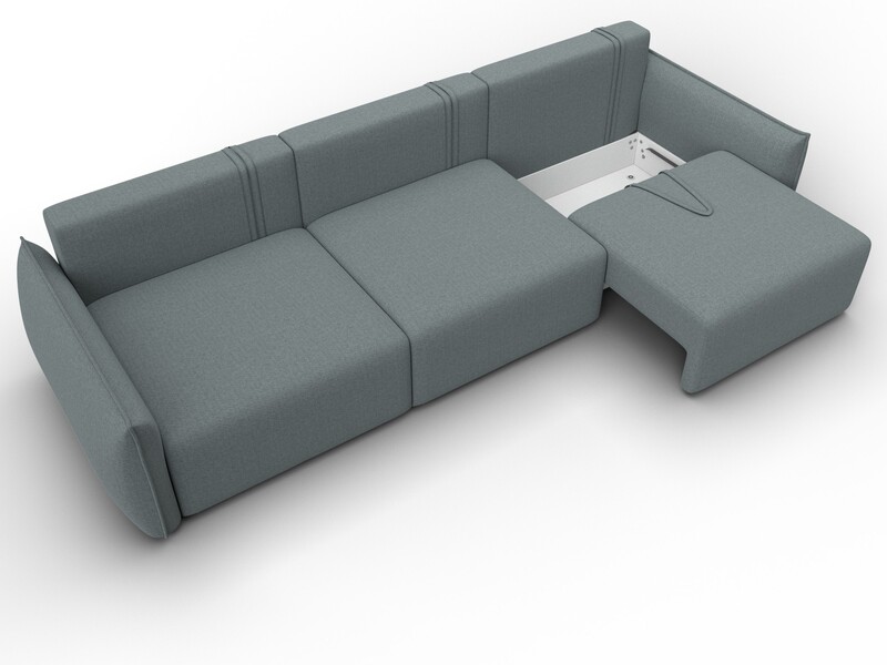 Диван прямой Лига-051 НПБ Лонг, Рогожка, Амур 07 серый