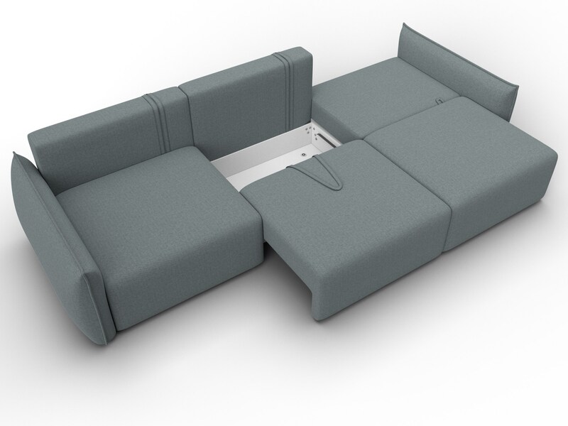 Диван прямой Лига-051 НПБ Лонг, Рогожка, Амур 07 серый