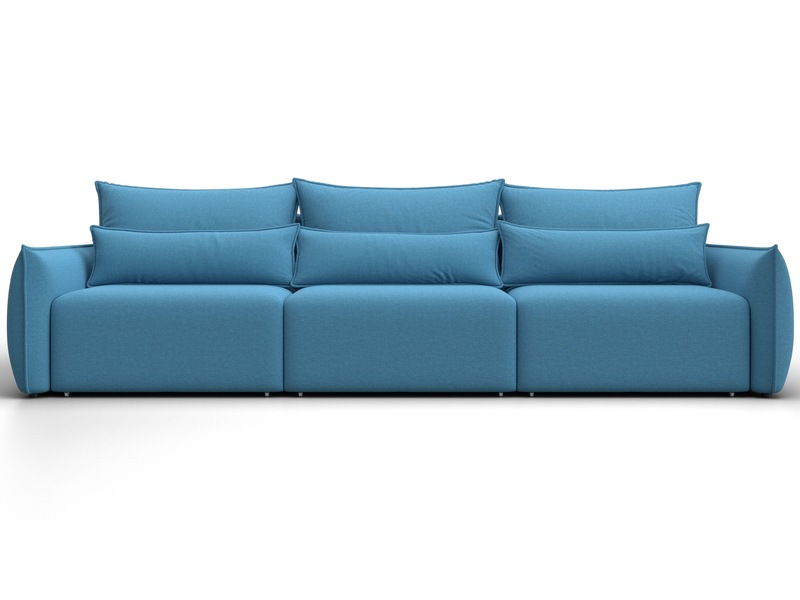 Диван прямой Лига-051 НПБ Лонг, Рогожка, Амур 10 голубой