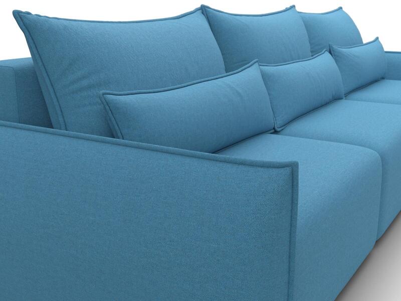 Диван прямой Лига-051 НПБ Лонг, Рогожка, Амур 10 голубой