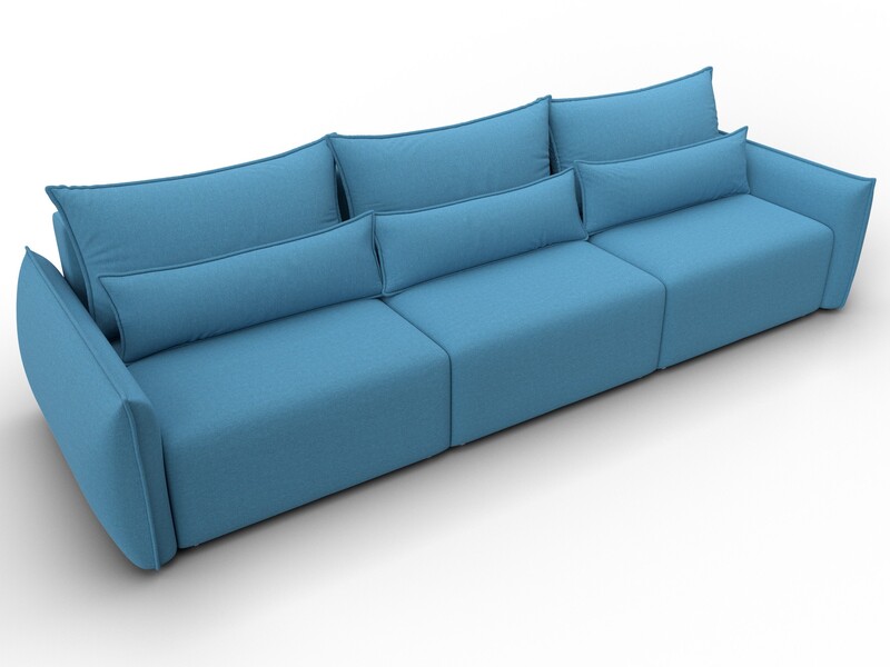 Диван прямой Лига-051 НПБ Лонг, Рогожка, Амур 10 голубой
