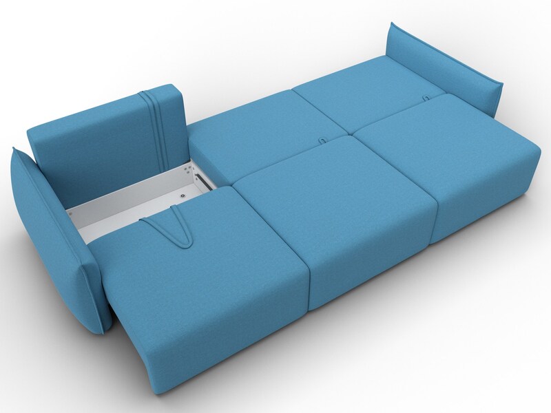 Диван прямой Лига-051 НПБ Лонг, Рогожка, Амур 10 голубой