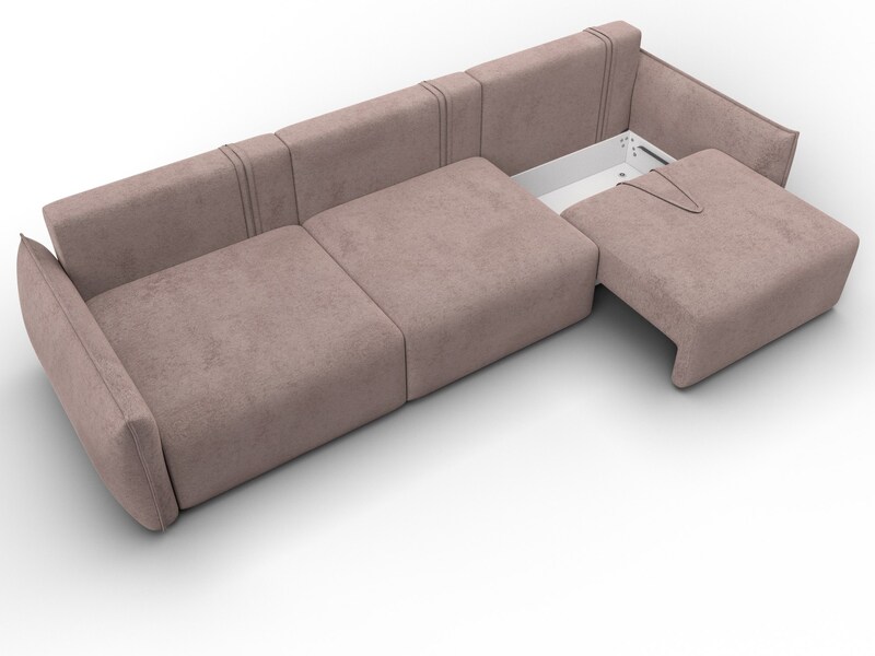 Диван прямой Лига-051 НПБ Лонг, Велюр, TOWER 05 бежевый