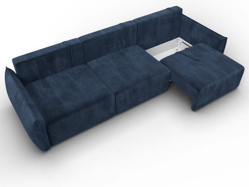 Диван прямой Лига-051 НПБ Лонг, Велюр, TOWER 13 синий