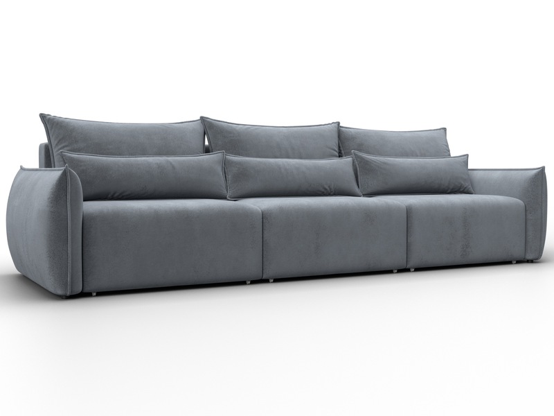 Диван прямой Лига-051 НПБ Лонг, Велюр, TOWER 10 серый