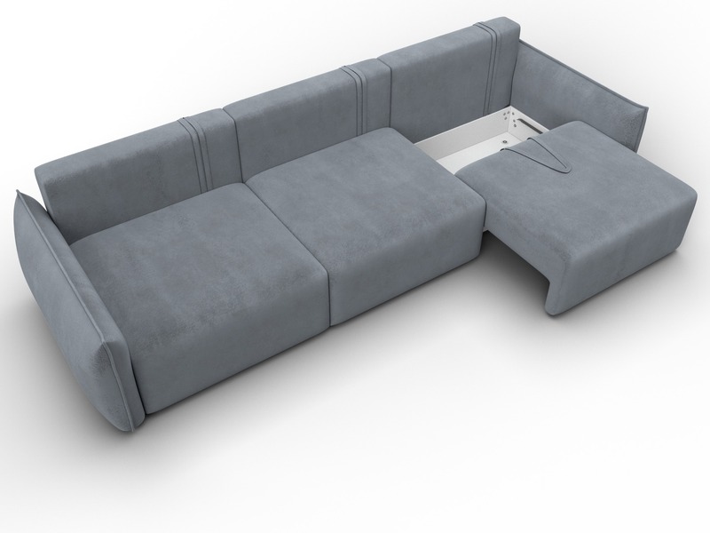 Диван прямой Лига-051 НПБ Лонг, Велюр, TOWER 10 серый