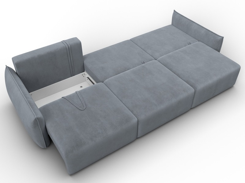 Диван прямой Лига-051 НПБ Лонг, Велюр, TOWER 10 серый