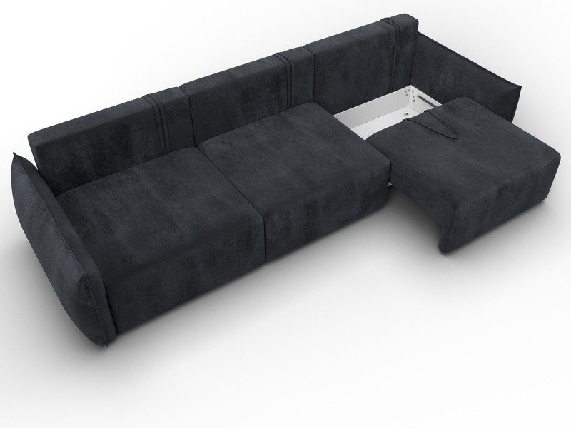 Диван прямой Лига-051 НПБ Лонг, Велюр, TOWER 11 темно-серый