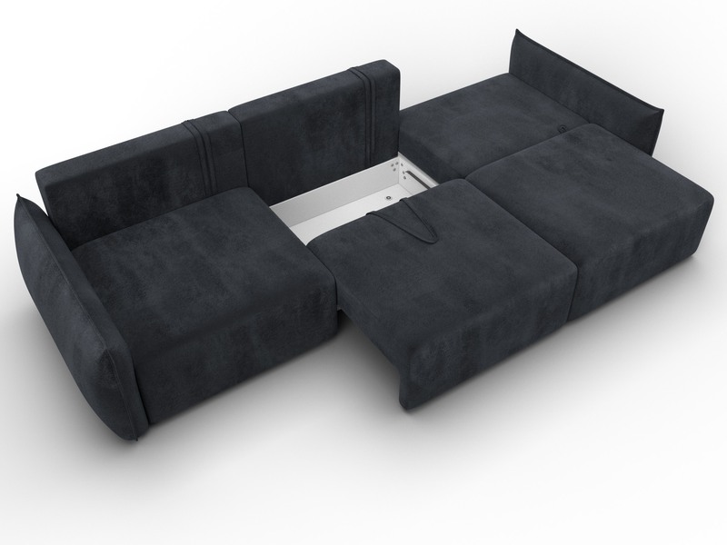 Диван прямой Лига-051 НПБ Лонг, Велюр, TOWER 11 темно-серый