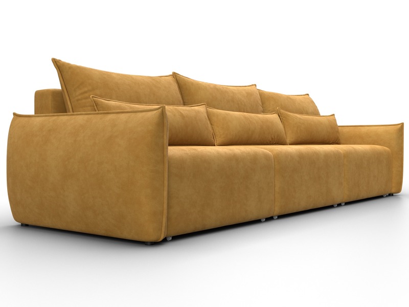 Диван прямой Лига-051 НПБ Лонг, Велюр, BRUT 10 желтый