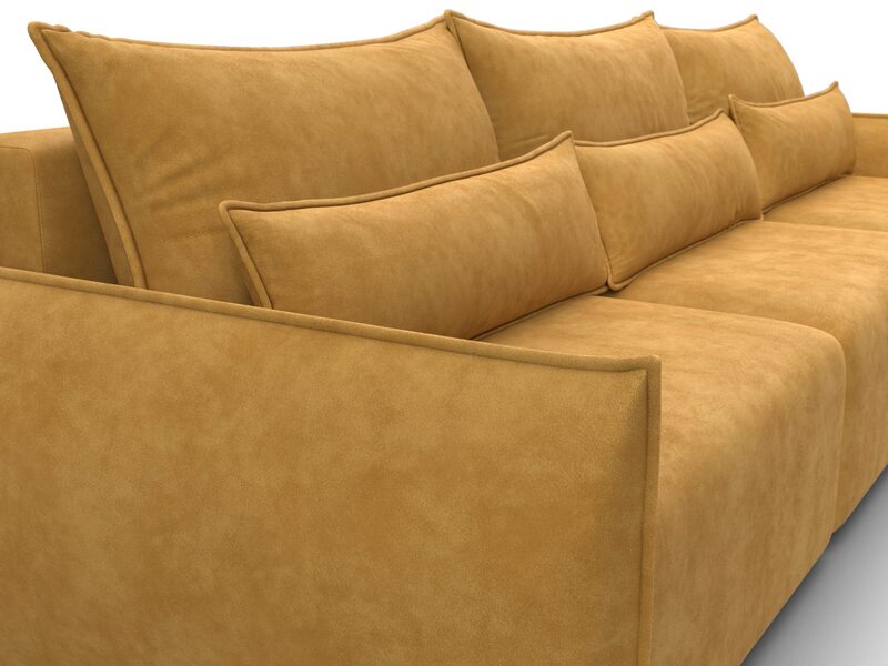 Диван прямой Лига-051 НПБ Лонг, Велюр, BRUT 10 желтый