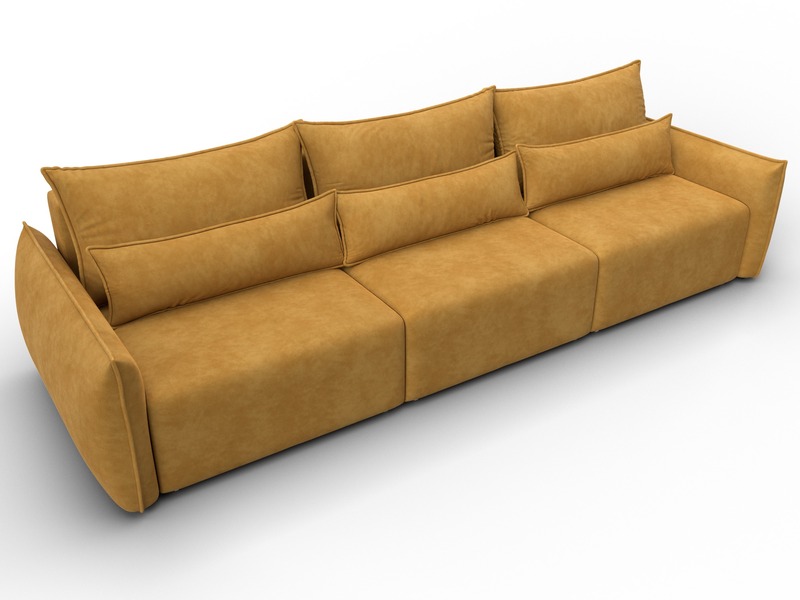 Диван прямой Лига-051 НПБ Лонг, Велюр, BRUT 10 желтый