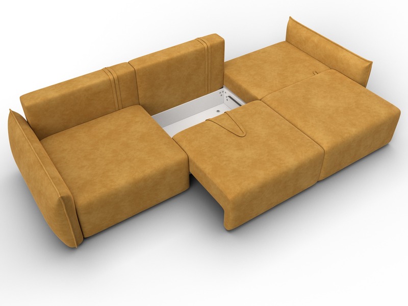 Диван прямой Лига-051 НПБ Лонг, Велюр, BRUT 10 желтый