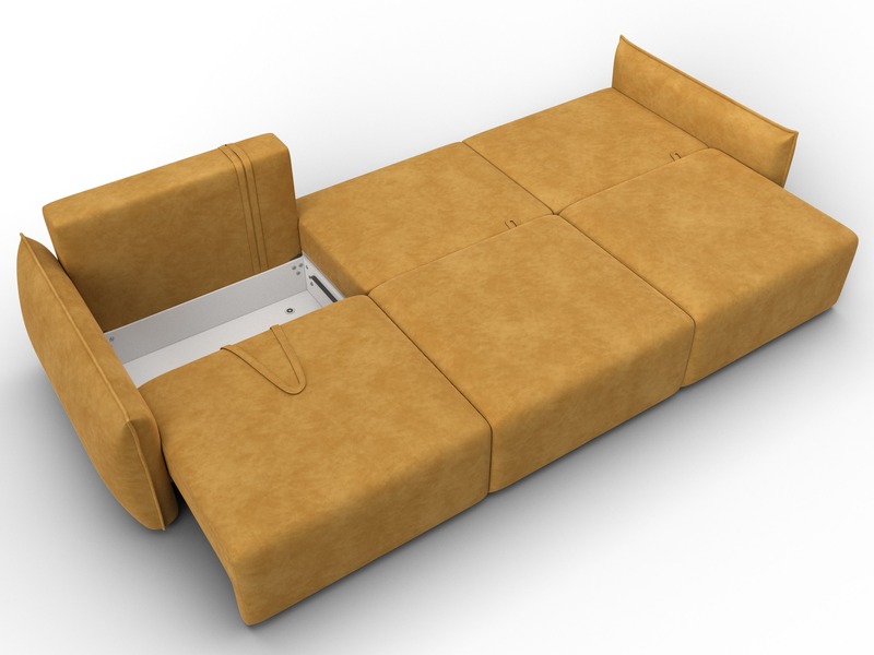 Диван прямой Лига-051 НПБ Лонг, Велюр, BRUT 10 желтый