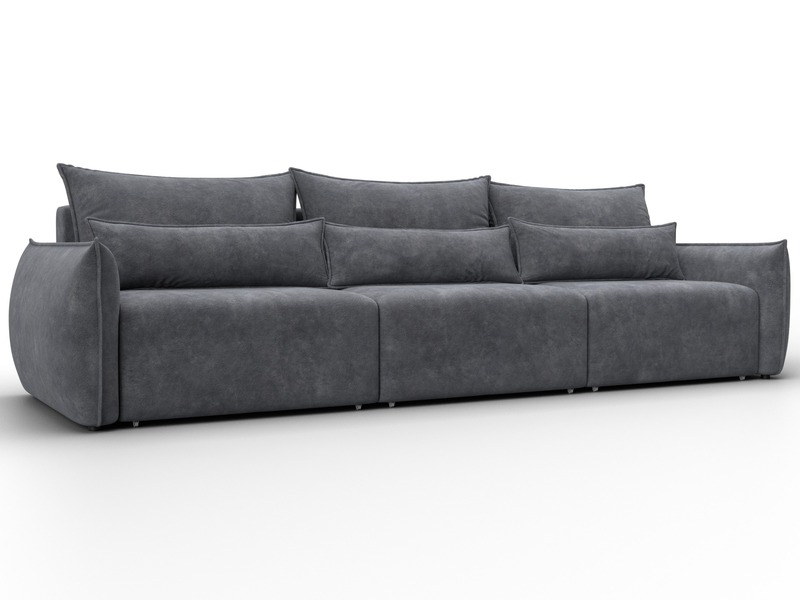 Диван прямой Лига-051 НПБ Лонг, Велюр, BRUT 16 темно-серый