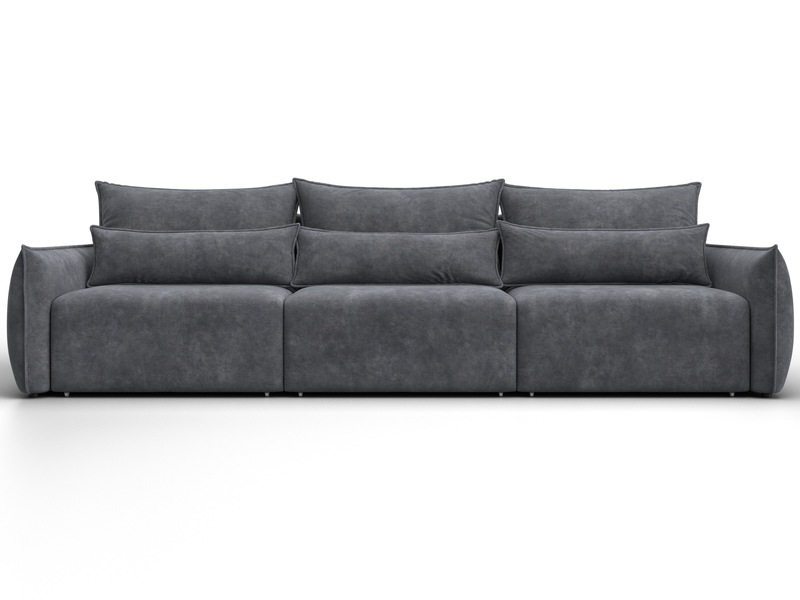 Диван прямой Лига-051 НПБ Лонг, Велюр, BRUT 16 темно-серый