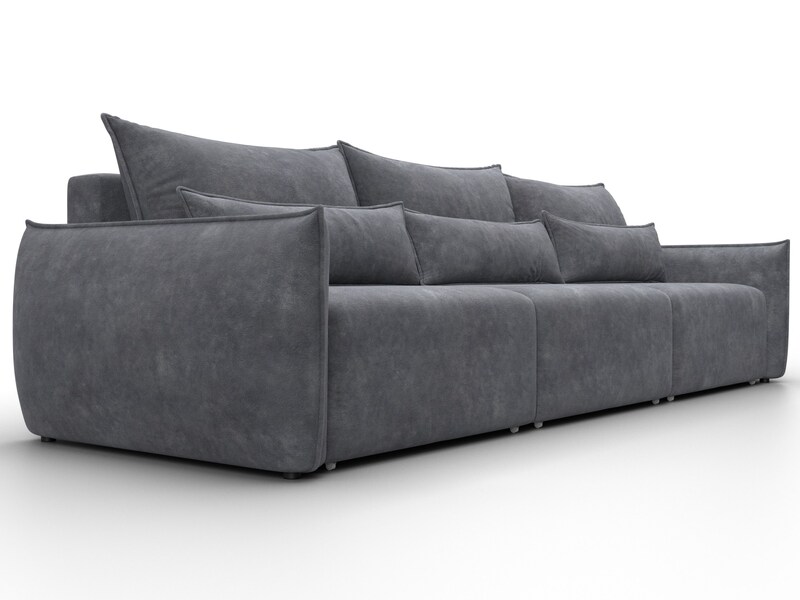 Диван прямой Лига-051 НПБ Лонг, Велюр, BRUT 16 темно-серый