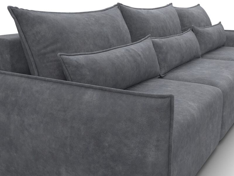 Диван прямой Лига-051 НПБ Лонг, Велюр, BRUT 16 темно-серый