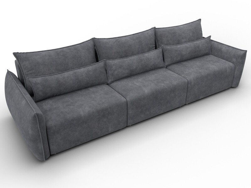 Диван прямой Лига-051 НПБ Лонг, Велюр, BRUT 16 темно-серый
