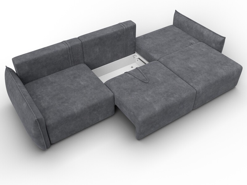 Диван прямой Лига-051 НПБ Лонг, Велюр, BRUT 16 темно-серый