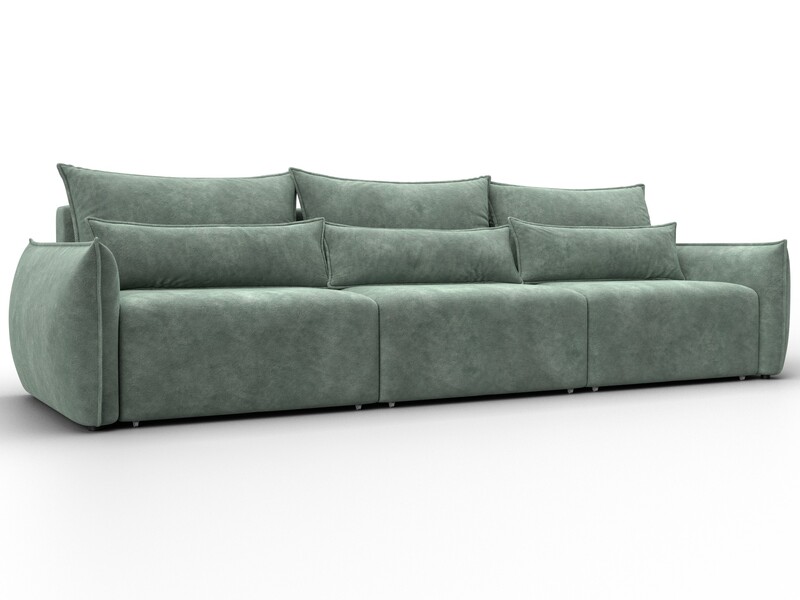 Диван прямой Лига-051 НПБ Лонг, Велюр, BRUT 08 зеленый
