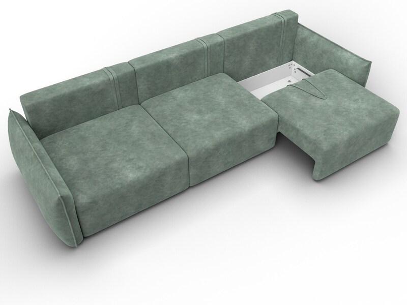 Диван прямой Лига-051 НПБ Лонг, Велюр, BRUT 08 зеленый