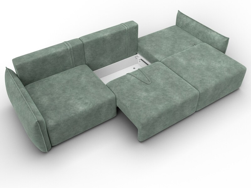 Диван прямой Лига-051 НПБ Лонг, Велюр, BRUT 08 зеленый