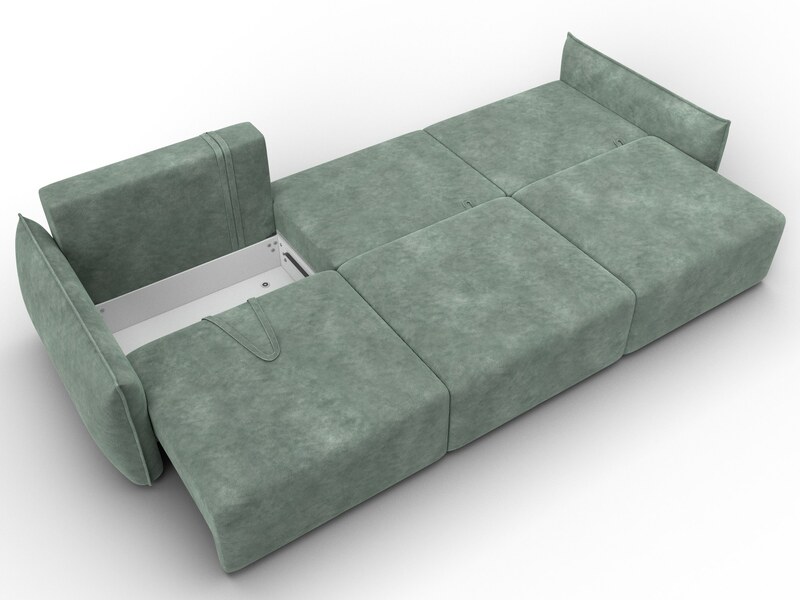 Диван прямой Лига-051 НПБ Лонг, Велюр, BRUT 08 зеленый