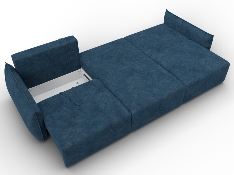 Диван прямой Лига-051 НПБ Лонг, Велюр, BRUT 11 синий