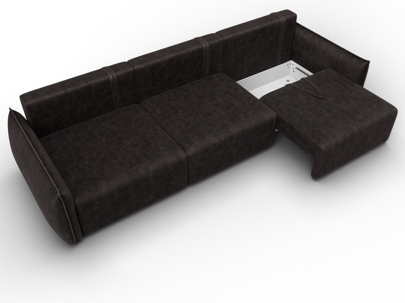 Диван прямой Лига-051 НПБ Лонг, Велюр, BRUT 17 коричневый