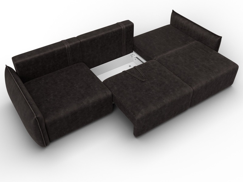 Диван прямой Лига-051 НПБ Лонг, Велюр, BRUT 17 коричневый