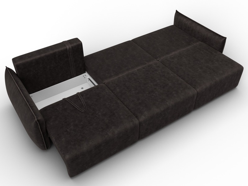 Диван прямой Лига-051 НПБ Лонг, Велюр, BRUT 17 коричневый