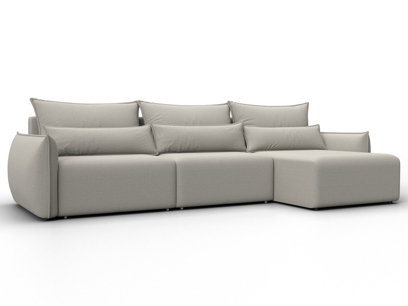 Диван угловой Лига-051 НПБ Лонг угол универсальный, Рогожка, Амур 02 бежевый