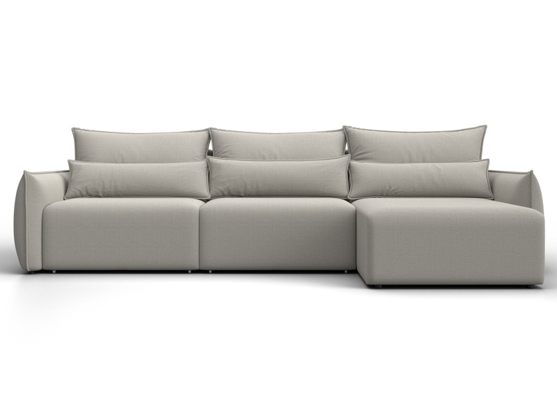 Диван угловой Лига-051 НПБ Лонг угол универсальный, Рогожка, Амур 02 бежевый