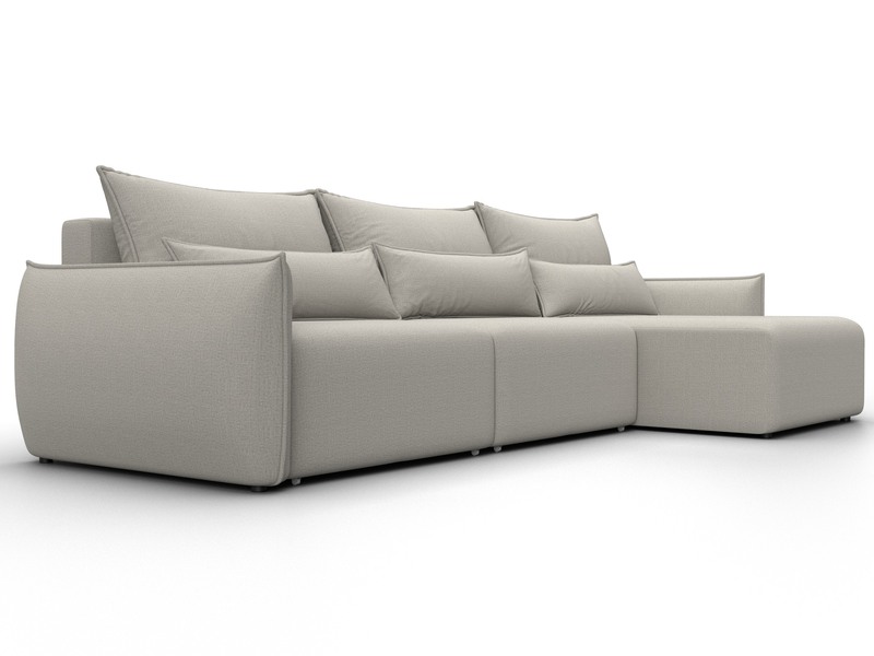 Диван угловой Лига-051 НПБ Лонг угол универсальный, Рогожка, Амур 02 бежевый