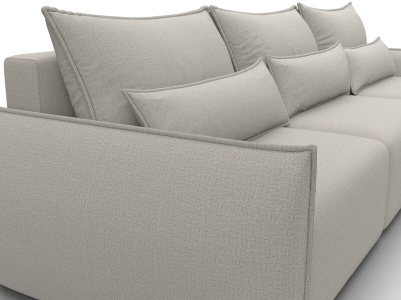 Диван угловой Лига-051 НПБ Лонг угол универсальный, Рогожка, Амур 02 бежевый