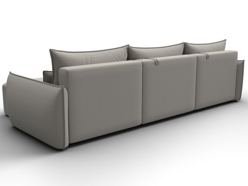 Диван угловой Лига-051 НПБ Лонг угол универсальный, Рогожка, Амур 02 бежевый