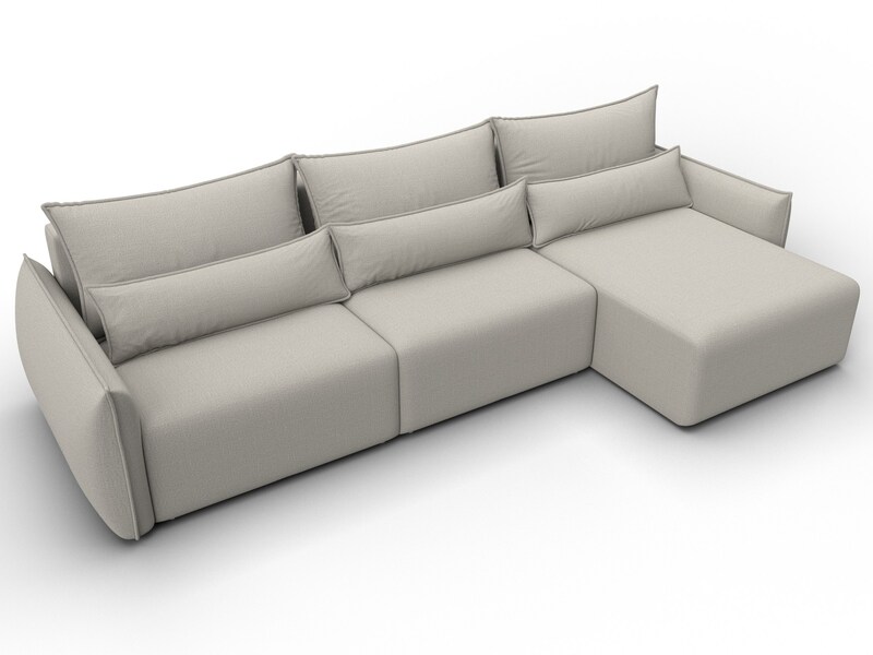 Диван угловой Лига-051 НПБ Лонг угол универсальный, Рогожка, Амур 02 бежевый